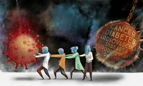 Bild zu „Balanceakt“ - COVID-19 und die großen Volks­krankheiten gleichzeitig bekämpfen